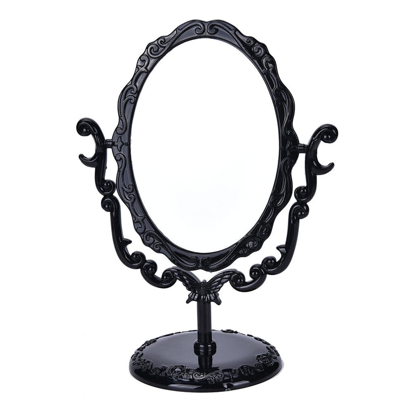 Girl Desktop Rotatable Gothic Rose Makeup Stand Mirror Black Butterfly BX