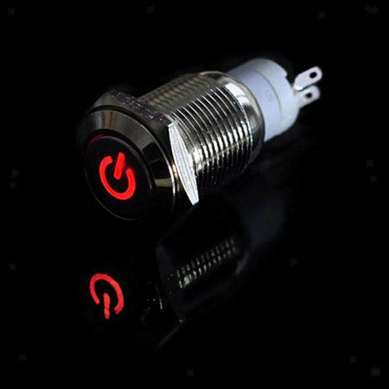 LED Illuminated Latching 16mm Power Push Button ON/OFF Switch Car Dash Red