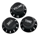 3 Pieces Plastic Electric Guitar Volume Tone Control Knob Cap 1V2T Black