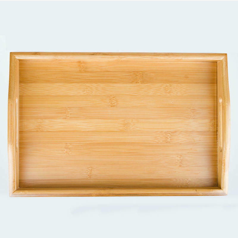 39*25cm Solid Bamboo Flat Tea Tray Coffee Food Drink Serving Table With  EZV