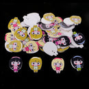 50Pcs Lovely Cartoon Girs Wooden Buttons for Kids Children Cardmaking