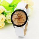 Luxury Watch Geometric Gear Leather Watch Couple Quartz Analog Watch Large  V9Y4
