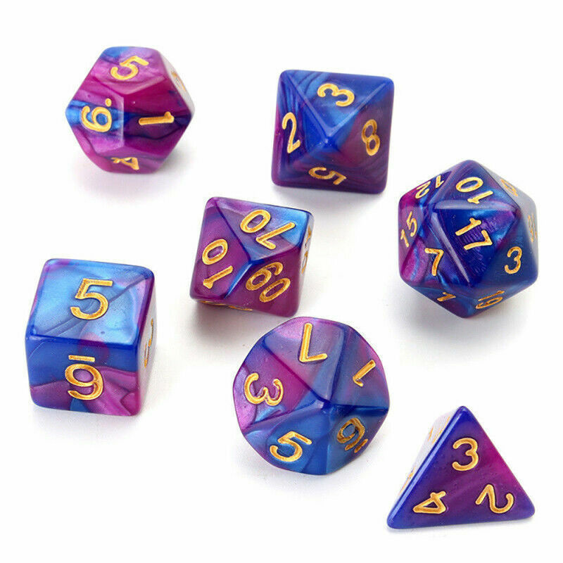 28pcs Shiny Acrylic Polyhedral Dice DND RPG MTG Role Playing Game + Bag 4  MLL