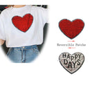 Heart happy days Reversible Change color Sequins Patches clothes DIY Applique  Z