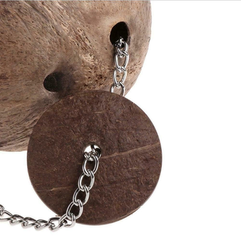 1xNatural Coconut Shell Bird Nest House Hut Cage Feeder Pet Parrot Parakeet E7J9