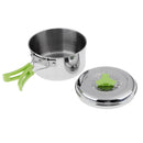 Folding Handle Stainless Steel Cooking Camping Pot For 1-2 Person