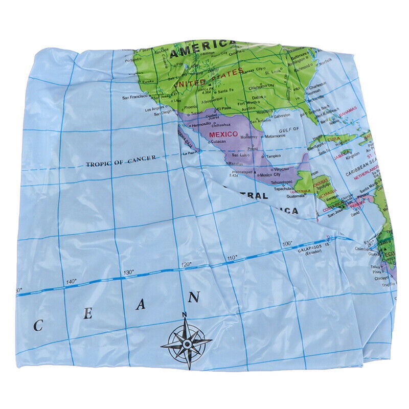 38cm Inflatable Globe World Earth Ocean Map Ball Geography Learning Beach B F Ew