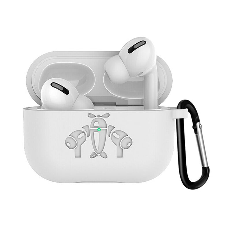 For AirPods Pro Headset Silicone Charging Case Protective Cover with Carabiner
