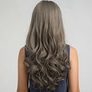 Wave 26inch Long Wig Grey Hair Heat Resistant Synthetic Wigs with Neat Bang