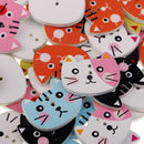 50pcs Assorted Cat Shape Wooden Flatback Buttons for Kids Crafts DIY 25mm