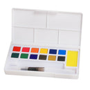 12 Colors Solid Watercolor Paint Set Professional Box With Paintbrush Sponge