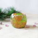 Wedding Party Mosaic Amber Glass Candle Holder Tea Light Candelabra Bowl