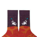Unisex American Style Combed Cotton Crew Socks Cartoon Astronaut Hip Hosiery Hop