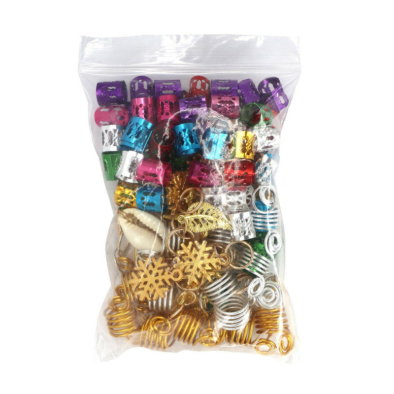 130pcs Shell Star Leaf Hair Jewelry Braid Hoops Rings Accessories Dreadlocks for
