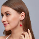 Korean Cherry Fruit Long Drop Earrings Women Sweet Ear Clip Pendant Jewelry