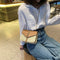 Straw Leather Women Messenger Bag Small Flap Shoulder Handbag (Light Brown)