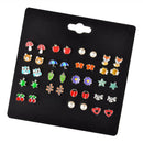 20 Pairs Cute Assorted Multiple Shapes Stud Earrings for Women Earrings Set
