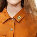 Women Bags Badge Coffee Bean Shaped Brooches Collar Pin Jewelry (Bronze) A