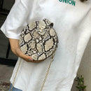 Retro Serpentine Round Women Handbags Small PU Leather Shoulder Bag (Khaki) A