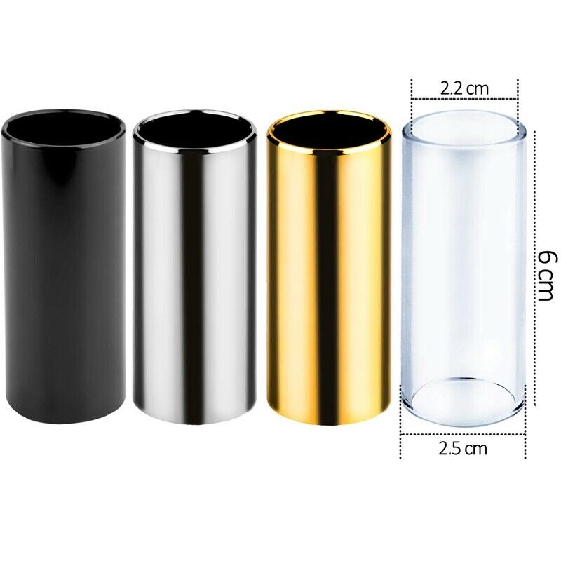4 Pieces Medium Guitar Slides(Include 3 Colors Stainless Steel, 1 Pieces Gl