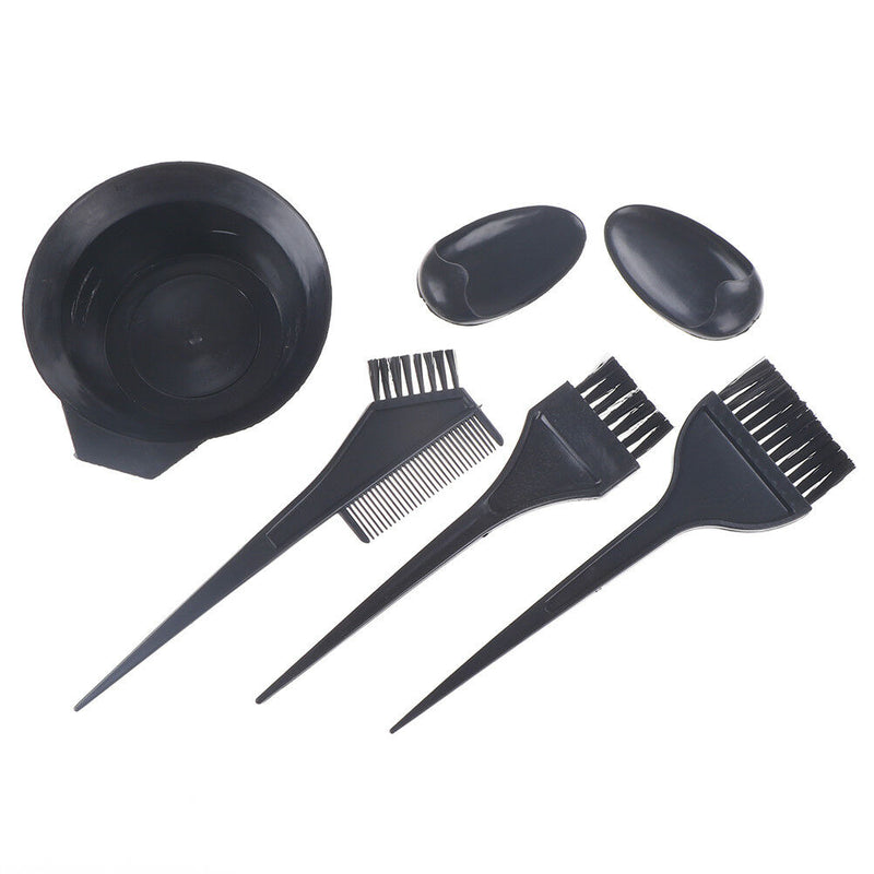 6x Plastic Dye Hair Color Dye Bowl Comb Brushes Tool Kit Set Tint Coloring  Kw