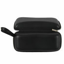 Artificial Leather Sunglasses Eyeglasses Zipper Case with Strap Black S8B8