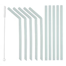 10Pcs Silicone Drinking Straws Long Flexible Straws w/Cleaning Brush Green