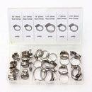34pcs Assorted Stainless Steel Hose Clamp+Driver Jubilee Clip Style Set Kit