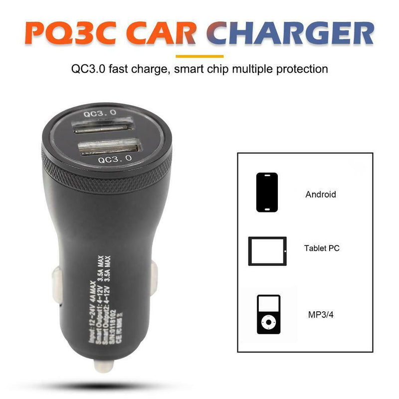 36W PQ3A Quick Charge Car Charger QC 3.0 Dual USB Fast Phone Charger Adapter
