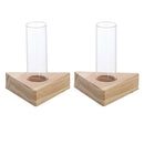 2pcs Crystal Glass Test Tube Holder in Wooden Stand Vase for Hydroponic Plants