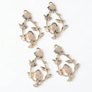 4 Piece Alloy Enamel Flower Leaves Branch Bird Connector Necklace Pendant Beads