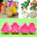 4pcs christmas cookie biscuit plunger cutter mould fondant cake mold baking  MO