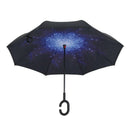 Starry sky Folding Reverse Umbrella Double Layer Inverted Windproof Rain Ca H2P7
