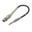 3P XLR Female Jack to 1/4" 6.35mm Male Plug Stereo Microphone Cable Adapter