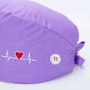 2pcs Womens Fashionable Printed Scrub Cap with Buttons Sweatband Headwear