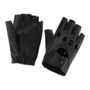 Women Mens PU leather Punk Rock Style Half Finger Hollow Holes Gloves