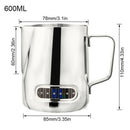 Milk Frothing Pitcher With Thermometer Stainless Steel 600ml Coffee Frothin D6H1