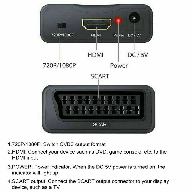 1080P HDMI to SCART Video Audio Upscale Converter Adapter for HD TV DVD  A