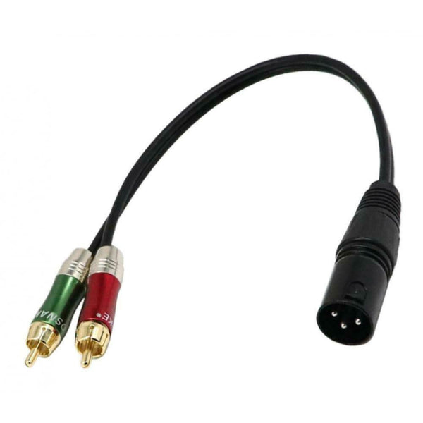 Black PVC Car Audio Link Cable Cord XLR Male to RCA Male 30cm/11.81inch Length