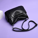 Solid Color Shoulder Handbags Women Litchi Pattern PU Leather Crossbody Bag