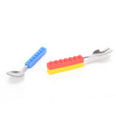 Bricks Portable silicone stainless steel Travel KidsCutlery Fork Picnic Set FT