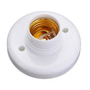 E27 Round Plastic Base Screw Light Bulb Lamp Socket Holder White T4F4