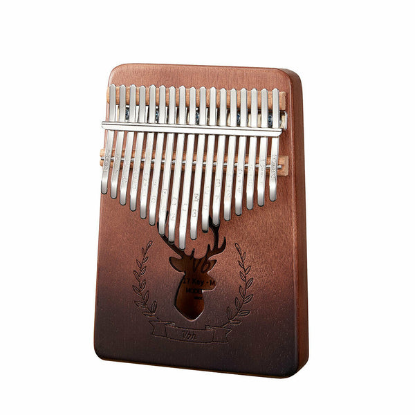 17 Key Gradient Deer Kalimba Mahogany Thumb Piano for Beginner Kid (Coffee)
