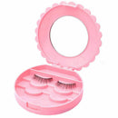 1Pc Cute Pink Plastic Bowknot False Eyelashes Storage Box Makeup Case Mirror g