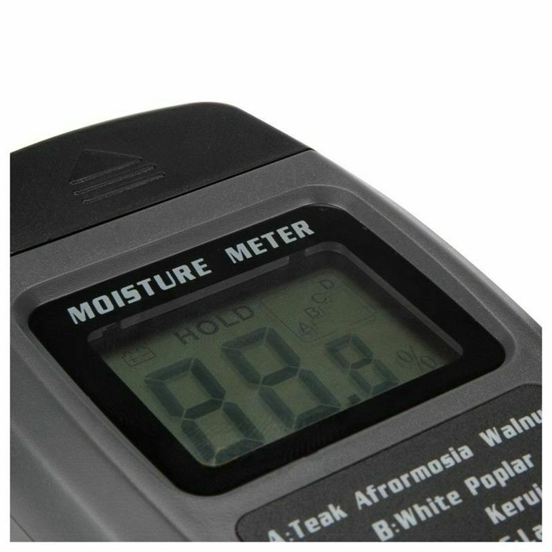 0-99.9% Digital Wood Moisture Meter Tester Damp Hygrometer 2Pins H6Y5