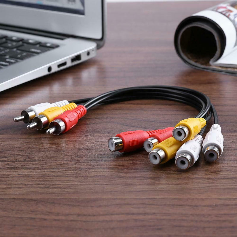 25cm 3RCA Male Jack to 6RCA Female Plug Splitter Audio Video AV Adapter Cables