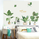 Tropical Palm Leaves Wall Stickers Home Decor Living Room Decorative Sticke