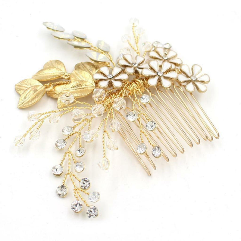 Crystal Flower Leaf Hair Comb Wedding Party Prom Birdal Fashion Hair Jewelry