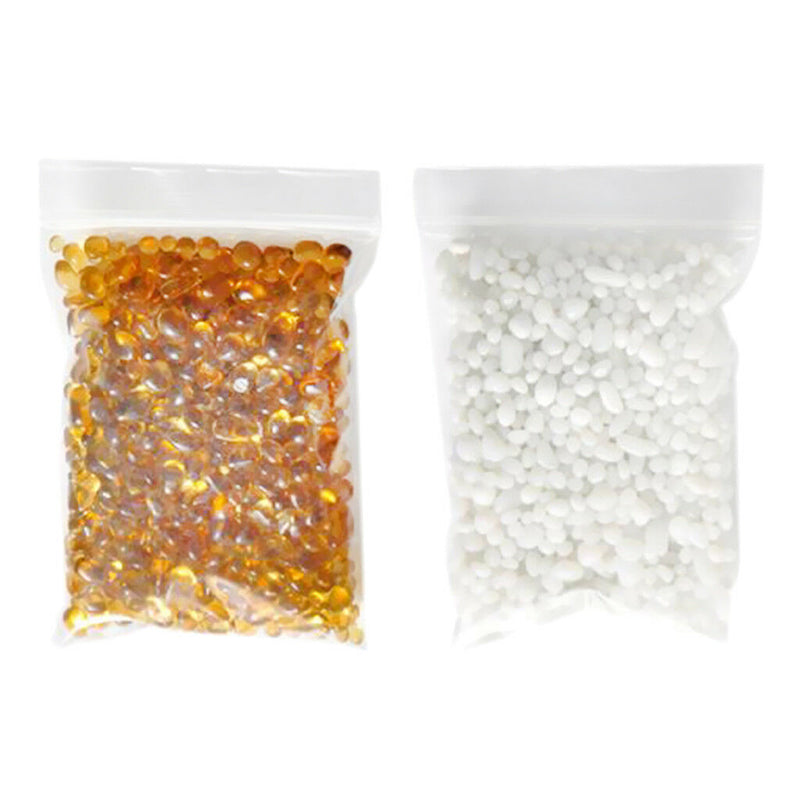 2x Aquarium Pebbles Gravel Stones Substrate Underwater Craft White & Yellow