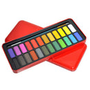 24 Colors Portable Solid Watercolor Set Solid Water Color Paints Set with P